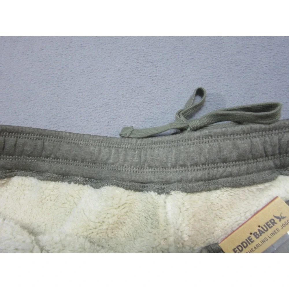 Eddie Bauer Sweat Pants Mens XL Green Faux Shearling Lined Jogger Outdoor New